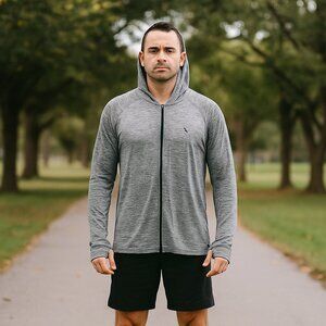 MSX By Michael Strahan Men XXL Gray Hoodie Full Zip‎ Long Sleeve Athletic Sports